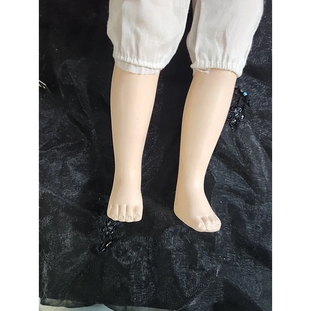 Vintage 17 Inch Hard Plastic Walker Doll Brown Hair Green Eyes